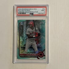 2022 Bowman Mega Box Chrome Elly De La Cruz Aqua Refractor 215/225 PSA 9 Reds RC