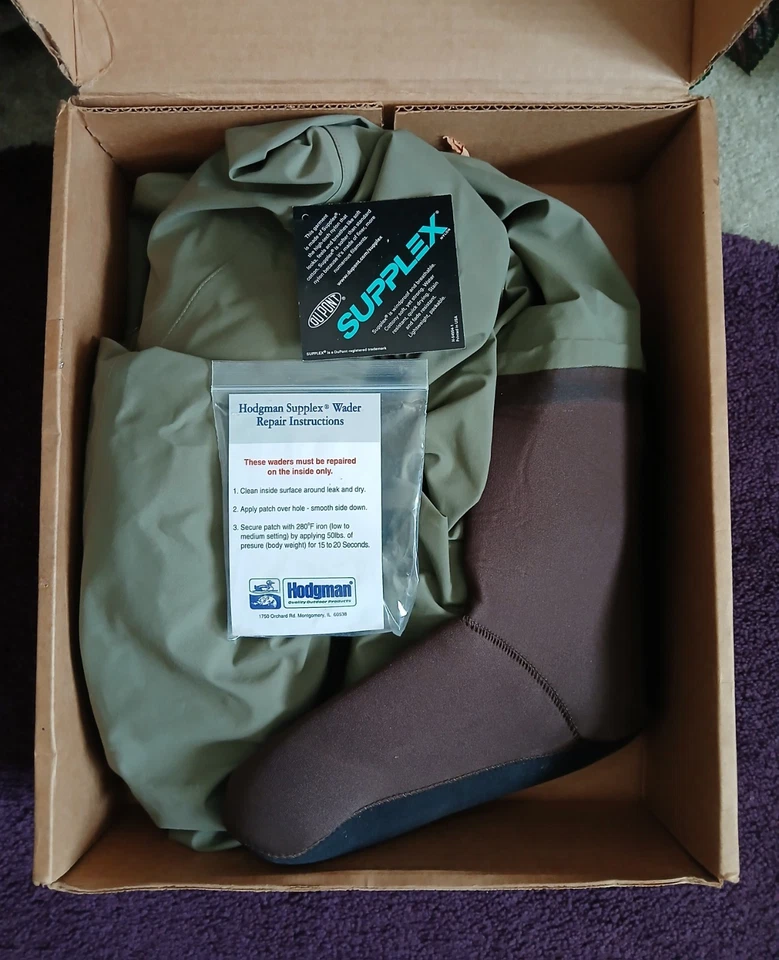 Hodgman Wadelite Breathable Waders M Horco-Tex IIX Supplex w Repair Kit Box READ - Image 2 of 4