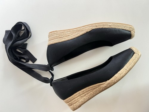 Tory Burch Neoprene Espadrille Tie Up Wedge Shoes Size 8