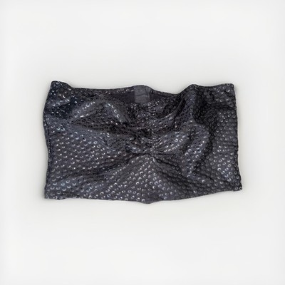 Black Corsette Style Tube Top With Sequin Imprint Details Size Medium 