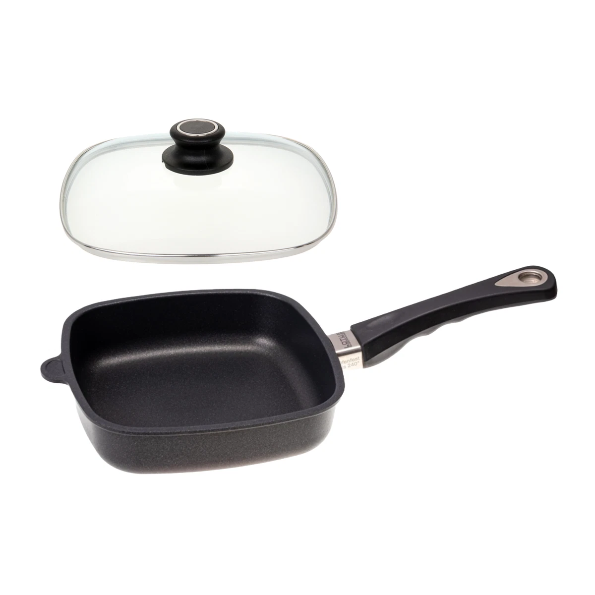 Bistecchiera Antiaderente 26x24 Cm Con Coperchio In Vetro – Manico Rimovibile Per Forno E Lavastoviglie!