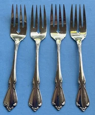 Set of FOUR Oneida Chateau Stainless Steel Flatware Salad Forks