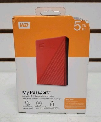 Western Digital WD My Passport - 5TB Portable HDD (Red) Brand New, Damaged Box