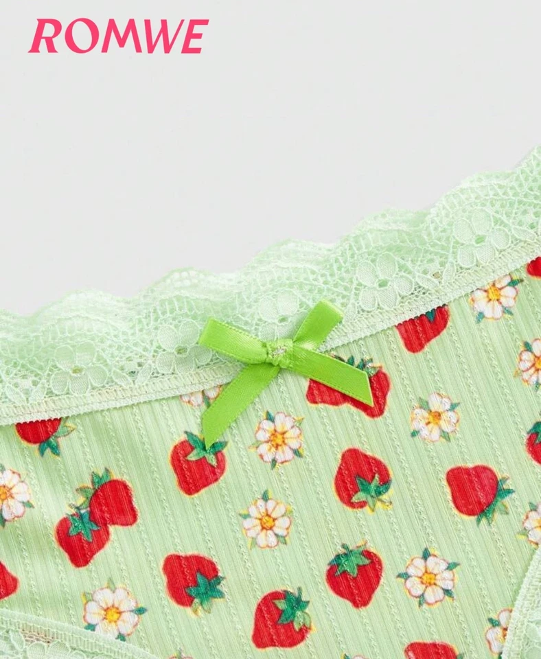 Strawberry Shortcake 3Pc Panty Set y2k Kawaii S, M, L Red Pink Lace Multicolor - Image 4 of 4