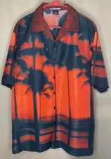 Street Culture Mens L Shirt SUPER COOL PALM TREES Button-Front Y2K 90s Vintage