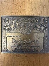Vintage Budweiser Lager Beer Metal Belt Buckle Anheuser-Busch Brass