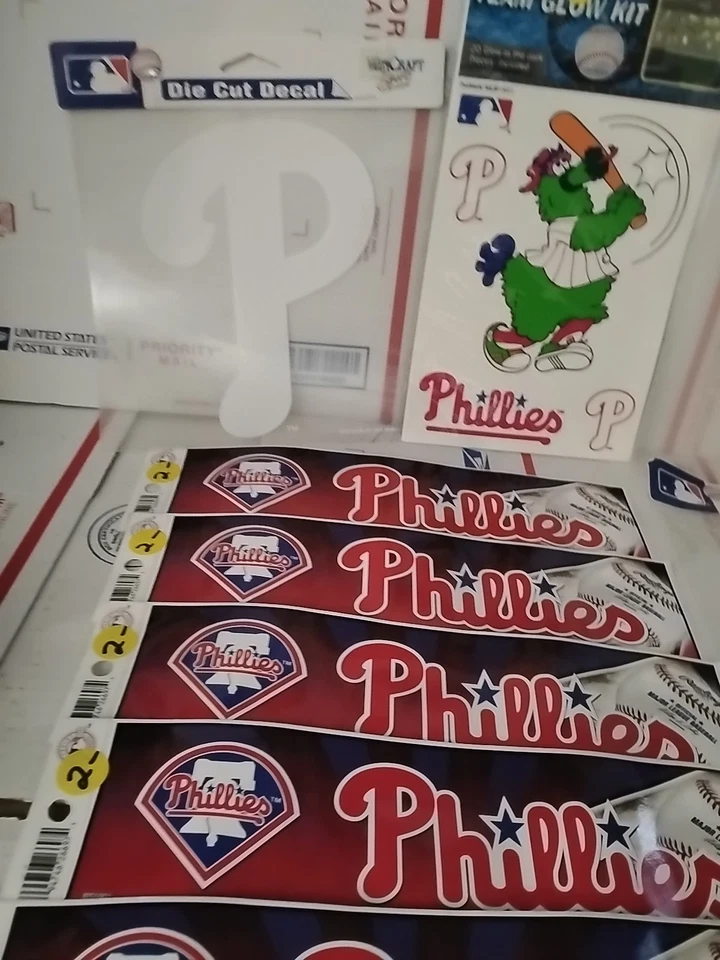 Lot Of 13 Philadelphia Phillies Logo - Die Cut Vinyl Sticker/Decals MLB T6#3 - Image 4 of 4