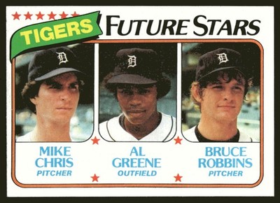 1980 Topps #666 Tigers Future Stars (Mike Chris / Al Greene / Bruce Robbins) RC