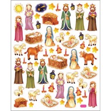 Multicolored Stickers Nativity Scene