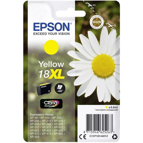 Original Xl Epson Druckerpatrone T1814 Yellow Gelb GäNseblüMchen Serie T18 Blume-image