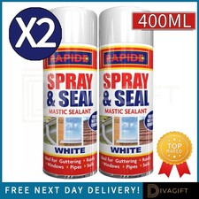 2 x WHITE LEAK STOP SPRAY 400ML MASTIC SEALANT WATERPROOF GUTTER ROOF PIPES SEAL