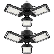 2 Pack 80W 8000LM LED Garage Lights 3 Deformable Panels E26 6500K Shop Ceiling