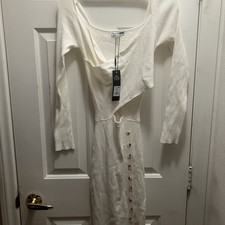 Fashion Nova Love Struck Sweater Midi Dress White Small 