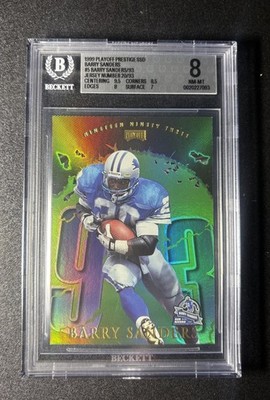Barry Sanders 1999 Playoff Prestige SSD Run for the Record 20/93 BGS 8 JSY #