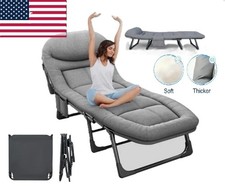 Portable Camping Cot W/6-Positions, Foldable Bed w/ Mattress  Pillow, Sturdy