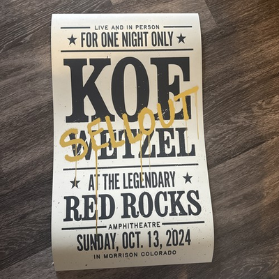 #ad Koe Wetzel Morrison CO 10.13.24 Red Rocks LE 40 Poster SOLD OUT GOLD VARIANT $199.00