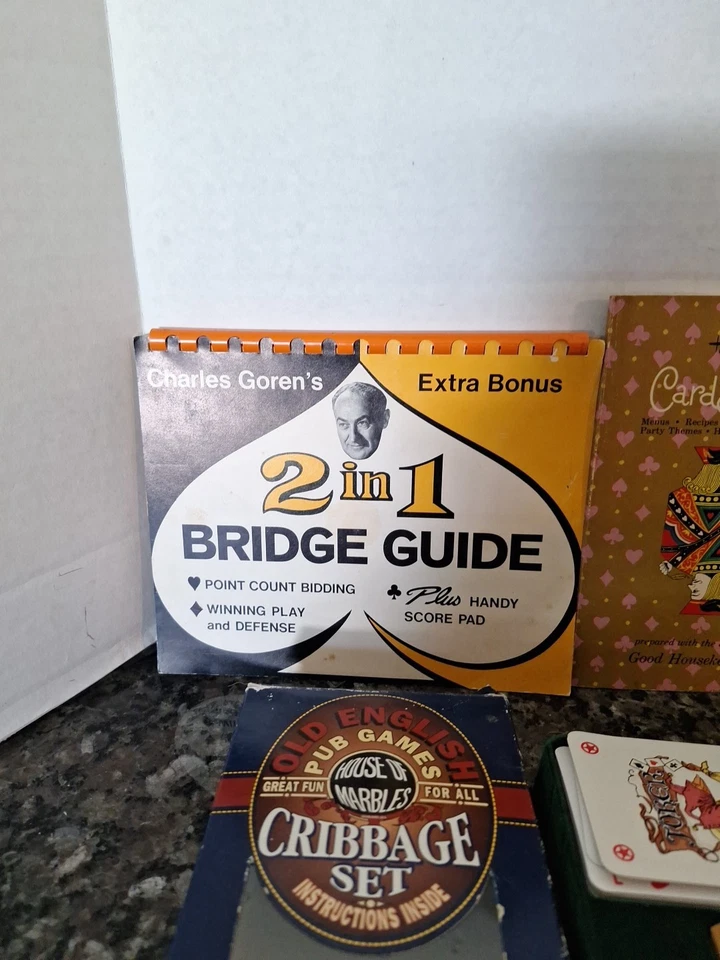Vintage Lot of 3 books, bridge, party and official rules along with Cribbage set - Image 2 of 4