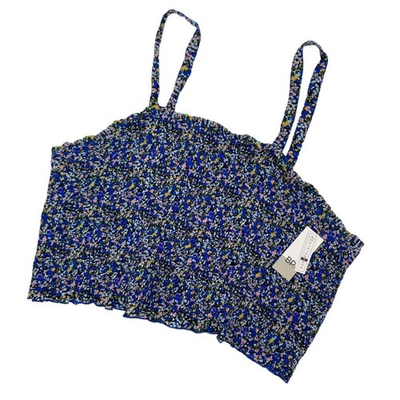 #ad NORDSTROM BP NWT Blue Maisey Smocked Crop Top Plus Size 1X Casual Summer $7.48