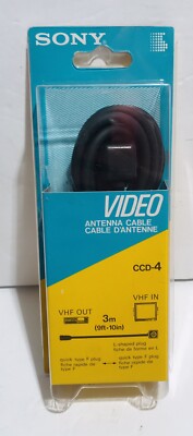 Brand New in Box Vintage Sony Video Antenna Cable CCD-4 VHF Out/VHF In NOS 1987