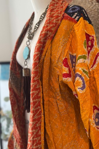 Jaded Gypsy Boho One of A Kind Kantha Sunrise Duster Combo J - Picture 2 of 5