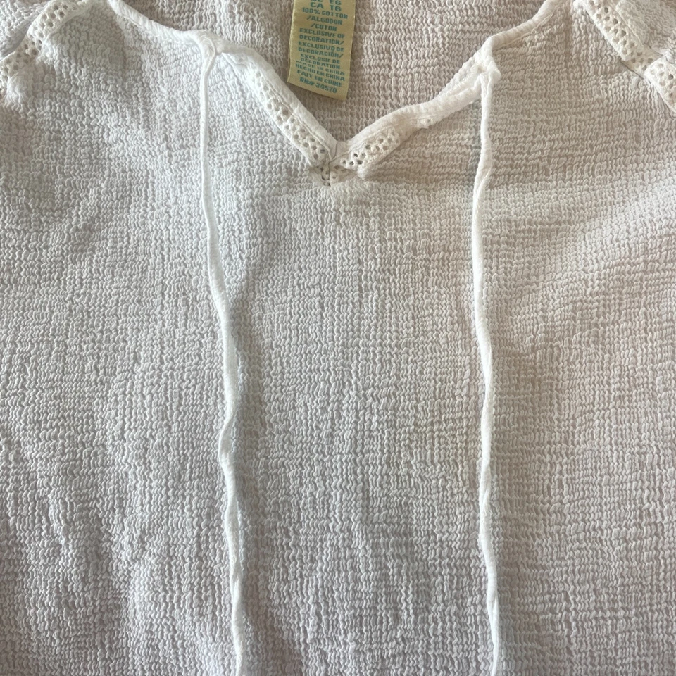 Caribbean Joe Island Supply Co. Petite Top Blanco Manga Corta Algodón Talla XL Foto 2 de 4