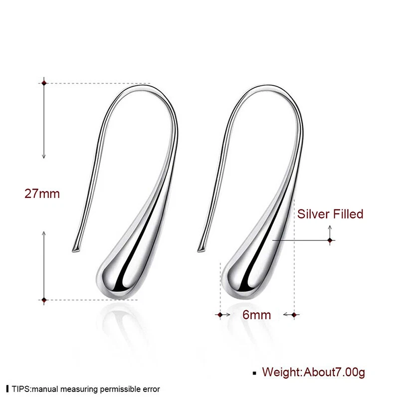 Wholesale 925 Sterling Silver Filled Solid Teardrop Drop Earrings Stunning Gift - image 2 of 4