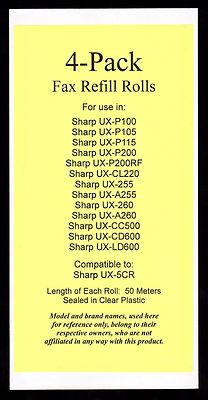 4-pack of UX-5CR Fax Refills for Sharp UX-255 UX-A255 UX-260 UX-A260 UX-CL220