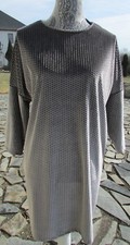 NWT ZARA WOMAN BASIC COLLECTION velvet short sleeve dress Silver/gray print M