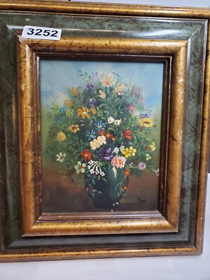 VINTAGE OIL PAINTING STILL LIFE FRAMED FLORAL STILL Tere Lena Lera Zere