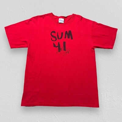 2000 s Vintage Sum 41 Pop Punk Band T-shirt Size Medium Red Hanes Band Tee
