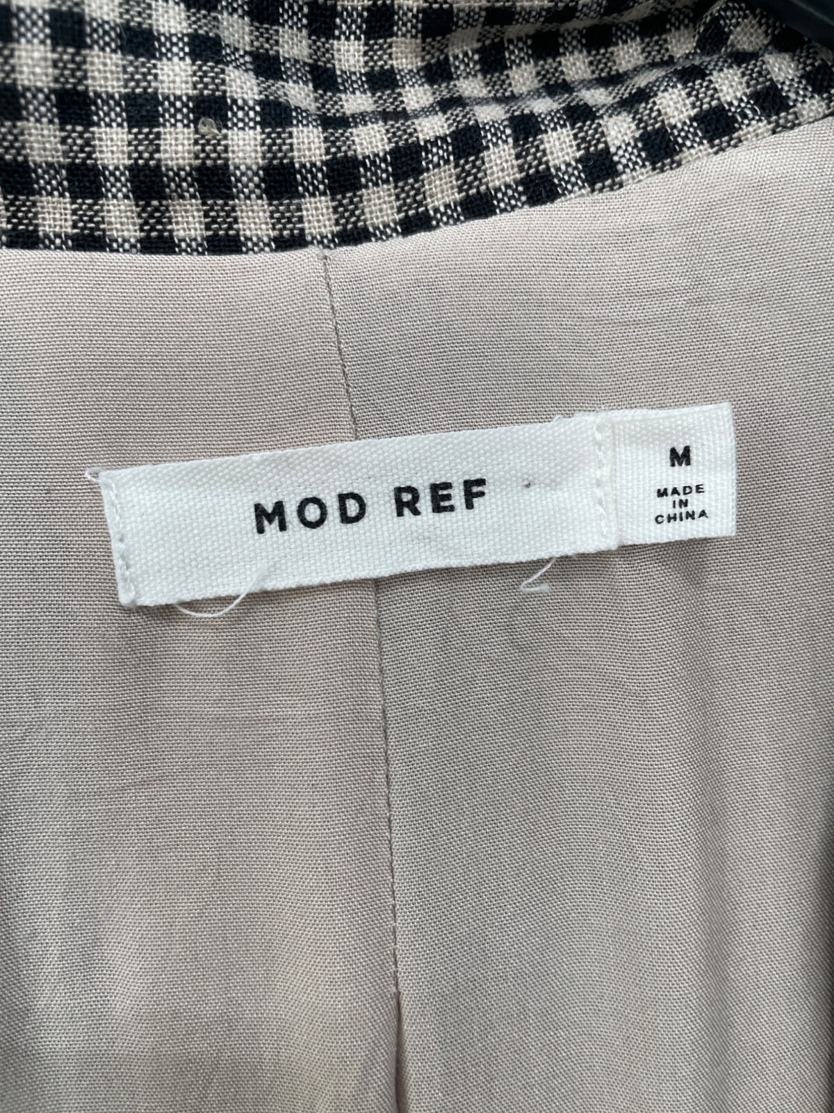 Mod Ref Gingham Blazer Jacket Size Medium Linen B… - image 3