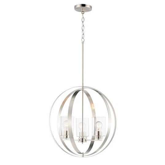 Satin Nickel Mini - Chandelier / Pendant Ceiling Light  with 3 Lights - NEW - Image 2 of 4