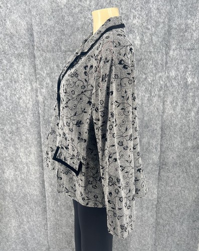 Sag Harbor Women Party Floral Long Sleeve Designer Jacket Blazer Gray Black 20W - Picture 3 of 14