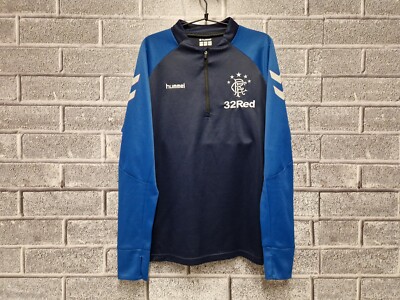 Rangers FC Hummel Quarter Zip Track Top Training Jacket Scotland Gers Large  UK