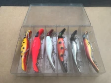 Swim Whizz Musky Lures Lot of 6 Homer LeBlanc 8” Musky Lures With Case!!!!