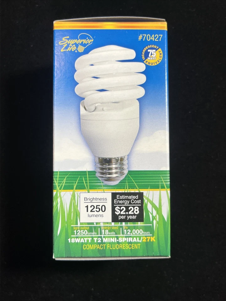 ⚡️4 Pack⚡️ 18W Compact Fluorescent T2 MINISpiral 2700K Medium Base 1250 Lumens - Image 3 of 4
