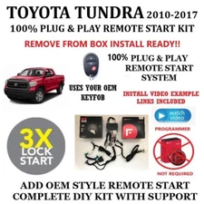 100% PLUG & PLAY Remote Start Kit for 2010-2017 TOYOTA TUNDRA  3X Lock