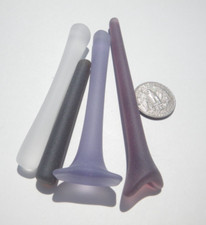 Sea Glass, Collection of Long Round Pieces Two Shades of Purple Amber and Clear