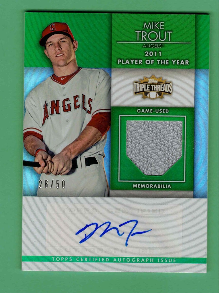 2012 TOPPS TRIPLE THREADS MIKE TROUT AUTO JERSEY GREEN 26/50 