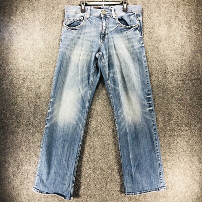 Helix Jeans Mens 30x32 Blue Denim Loose Straight N56 Medium Wash