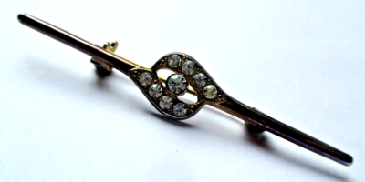 Broche Barrette Vintage Couleur Or émail Bleu Avec Cristaux Diamant – état Superbe, Bijou Fantaisie Femme