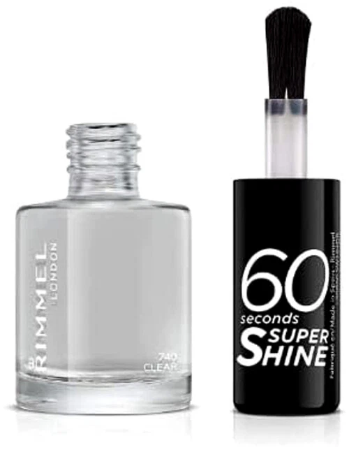 RIMMEL SMALTO UNGHIE 60" SECONDS TRASPARENTE LUCIDO 740 CLEAR nail art top coat - Immagine 2 di 4