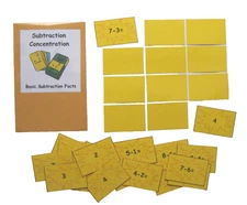 Teacher Made Math Learning Center Resource Game Subtraction Concentration