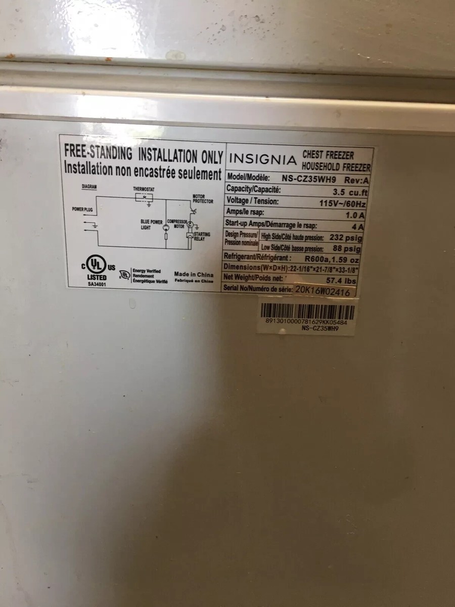 Insignia Chest Freezer model NS-CZ35WH9 | eBay