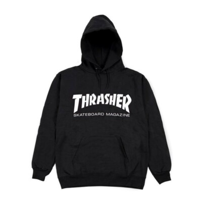 Thrasher SKATE MAG HOODIE Black White Graphic Pullover Men's Discount Sweatshirt