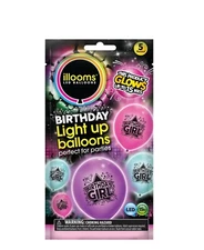 🔥Illooms Led Balloons Happy BIRTHDAY GIRL Light Up Balloons 5 pack. LED 15 HRS 