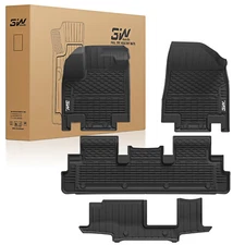 3W Floor Mats for 8 Seats Nissan Pathfinder 2022-2025 All Weather Fit TPE Liners