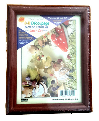 The Original 3-D Decoupage Paper Sculpture Kit - Blackberry Picking NEW - Sealed