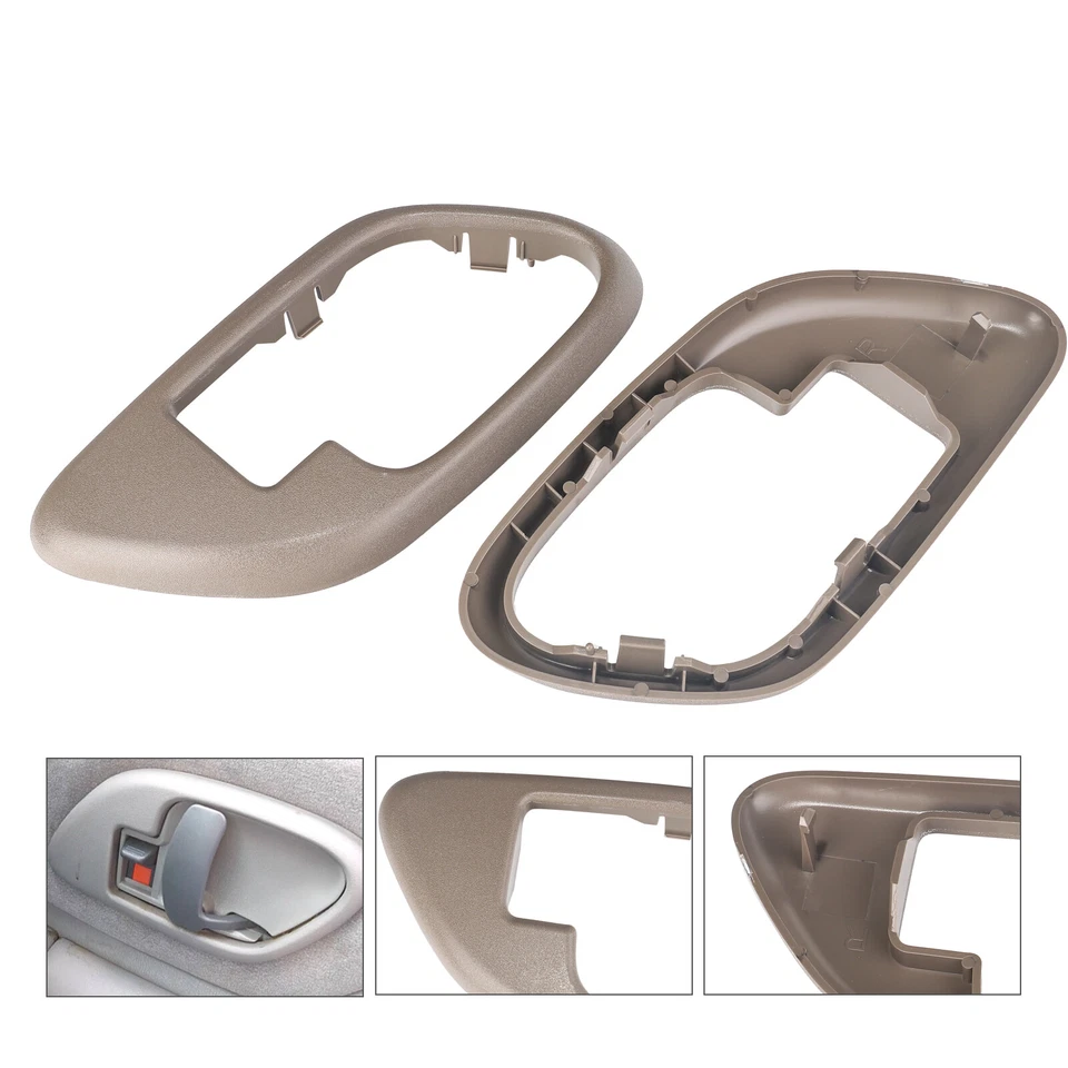 Tan Interior Inside Door Handle w/ Bezel LH & RH Pair Set For Chevy C/K Truck - Image 3 of 4