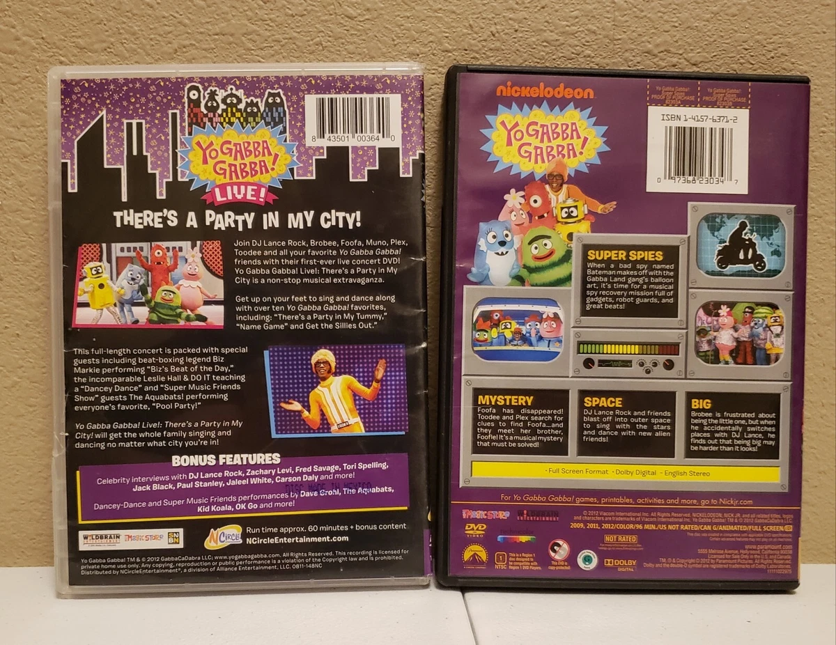 2 Yo Gabba (DVD) Bundle Lot Nickelodeon Gabba Live and Super Spies